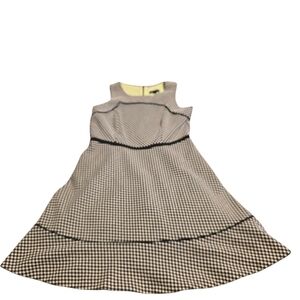 Oleg Cassini Black & White Checked Dress With Piping Detail EUC Size 10 Lined